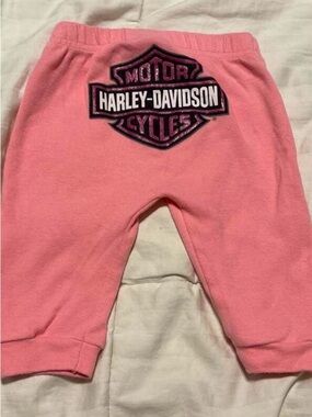 Harley-Davidson Baby Pink Graphic Sweatpants Joggers Size 3/6M